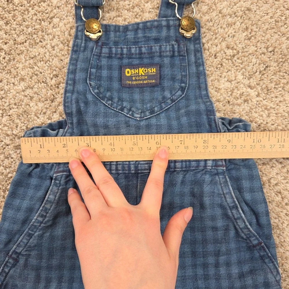 OshKosh B'Gosh vintage Blue Check Plaid toddler overalls 4T Made In USA 80s 90s